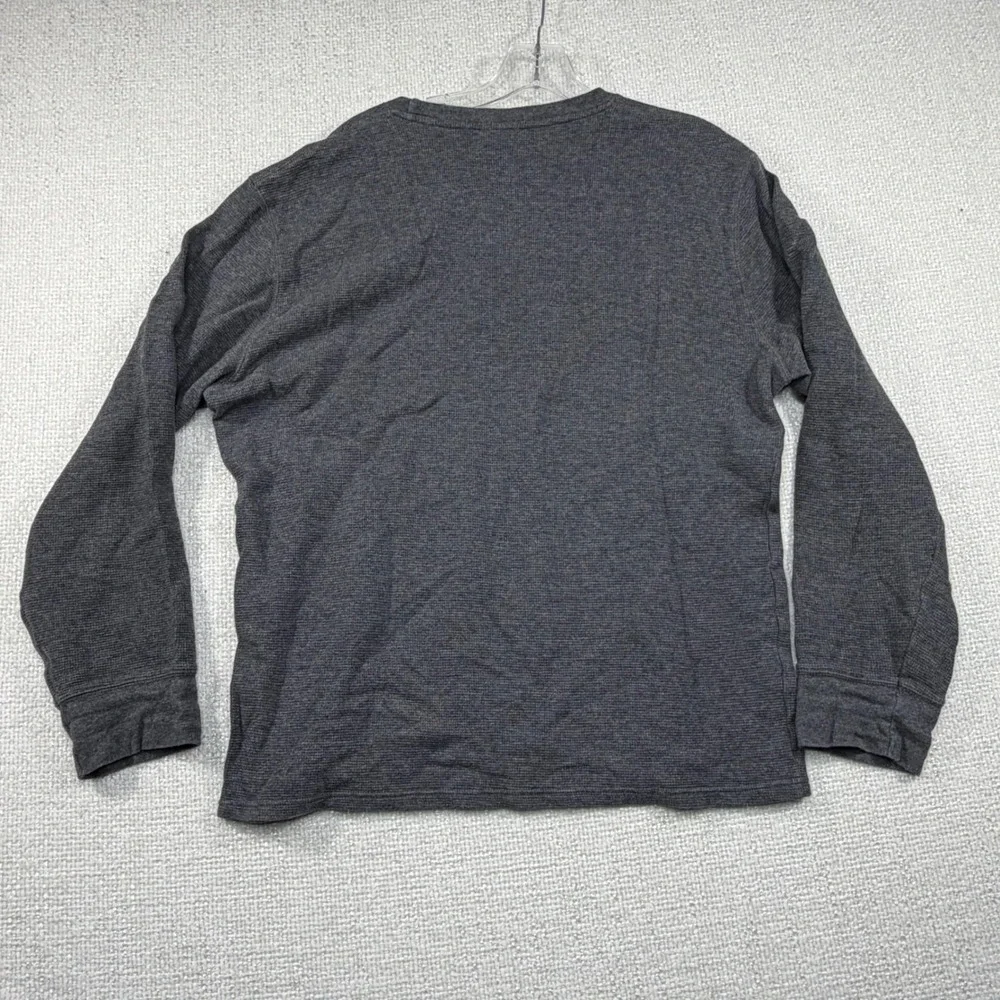 Polo Ralph Lauren Mens Waffle Knit Thermal Long Sleeve Shirt Charcoal Grey Logo